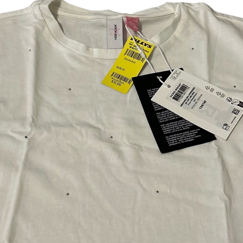Vero Moda Kids White Short‎ Sleeve T Shirt Size Medium EU 134 140